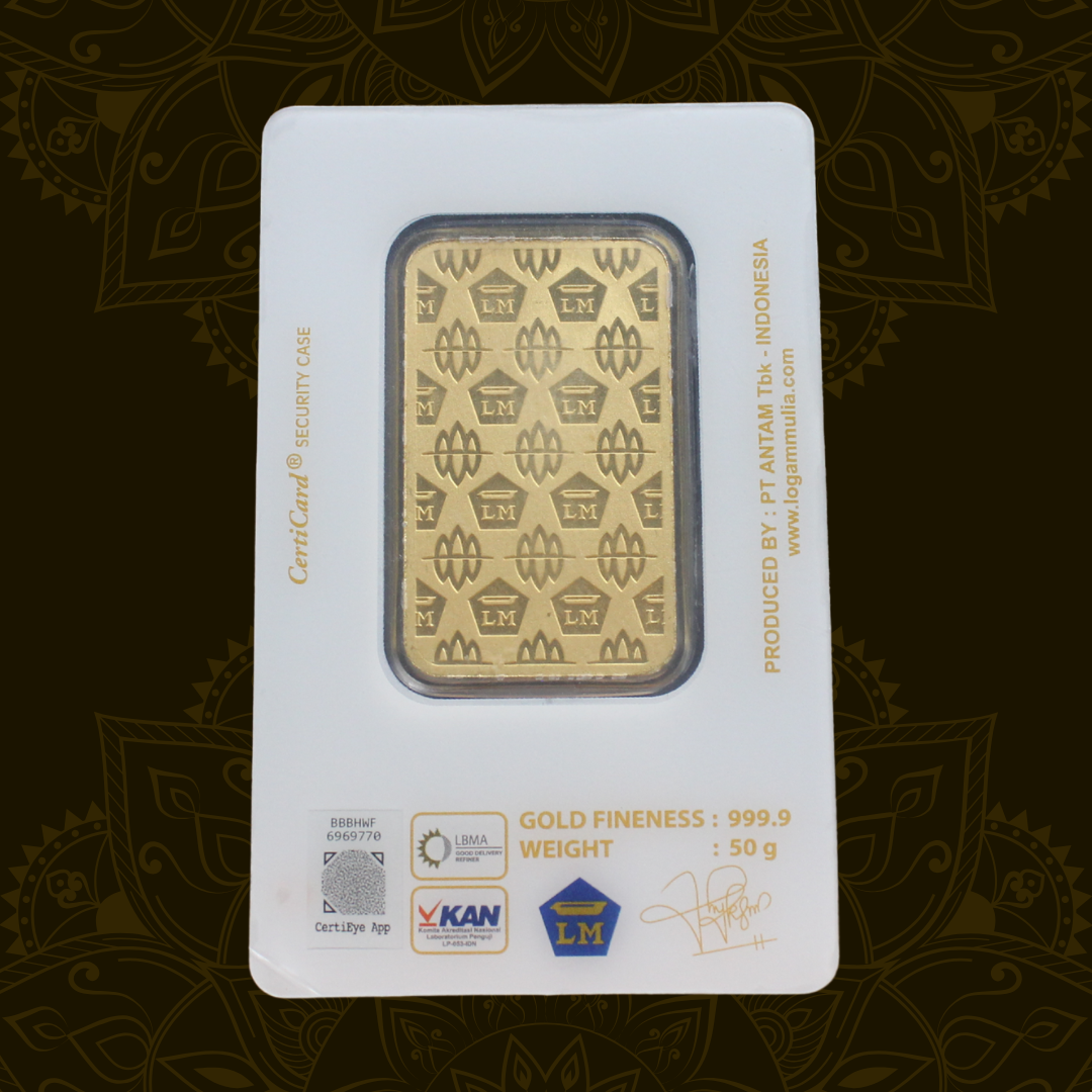 LOGAM MULIA EMAS ANTAM CERTICARD 50 GRAM 50 gram