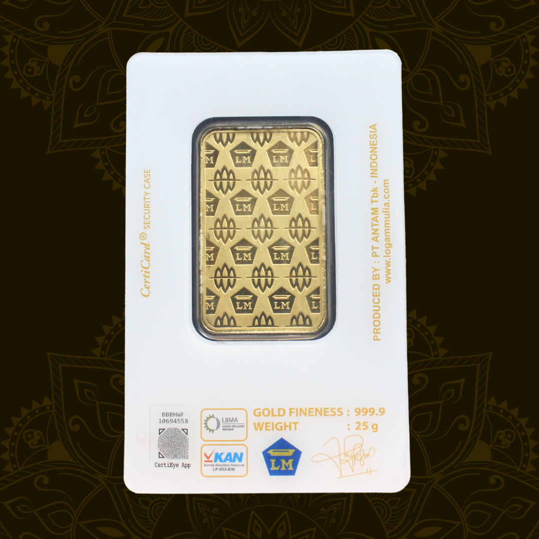 LOGAM MULIA EMAS ANTAM CERTICARD 25 GRAM 25 gram